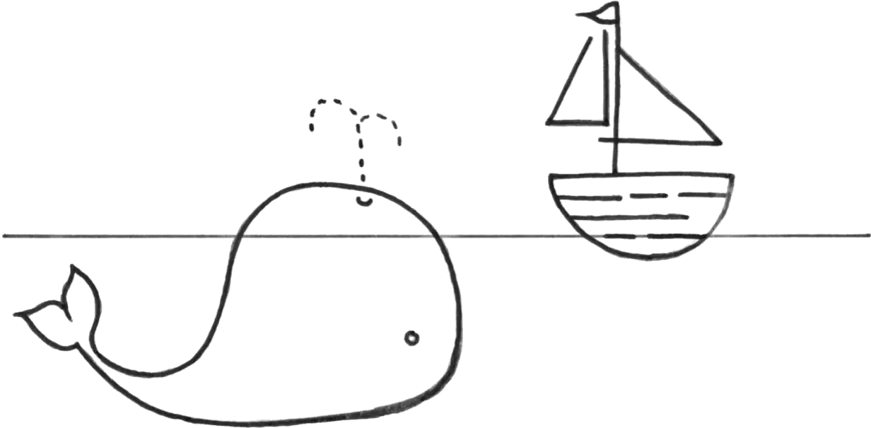 Whale and boat illustration